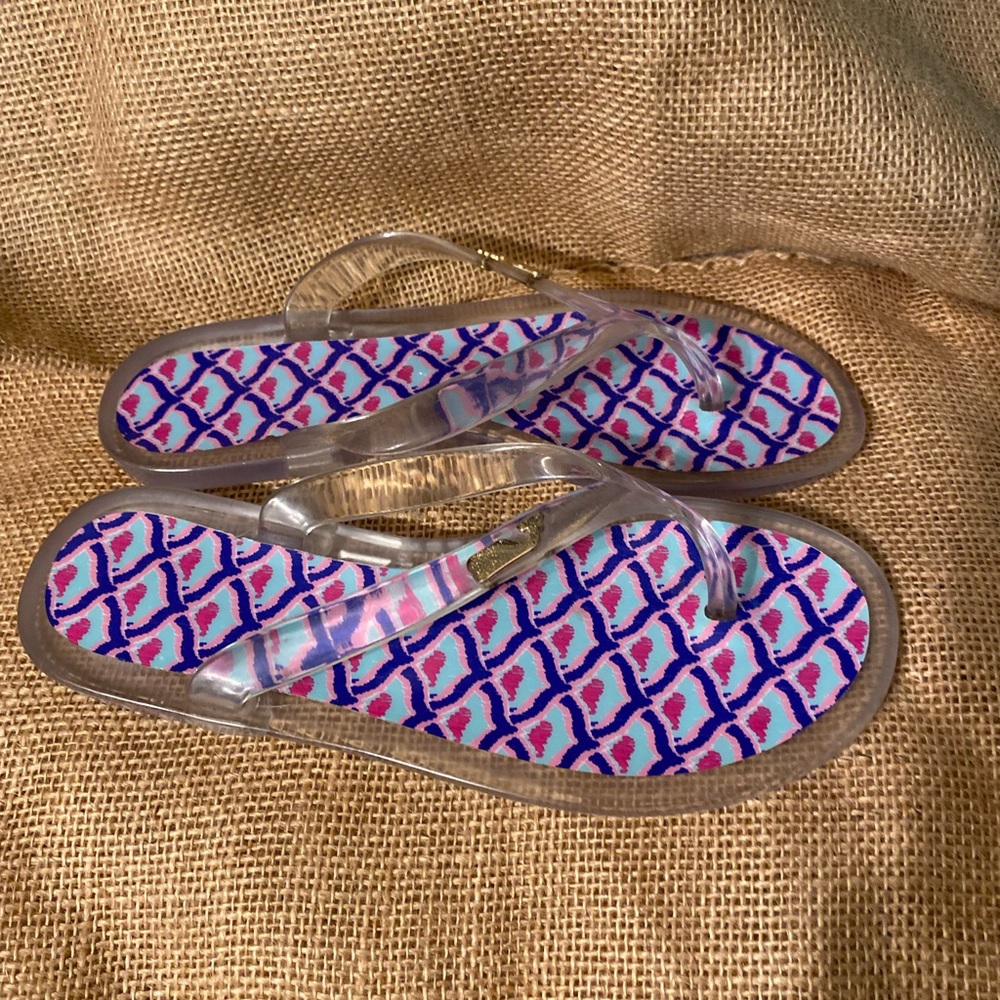 Vineyard vines girls clear gel flip flops size 4